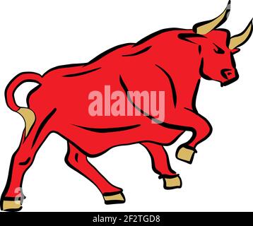 Red bull logo design. Angry bull. Vector editable layered logo Stock Vector