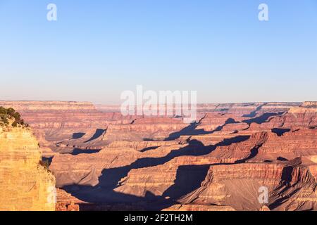 Beautiful view of the Grand Canyon in the light of the rising sun Stock Photo
