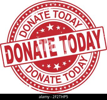 Stamp with text donate today inside, vector illustration Stock Vector