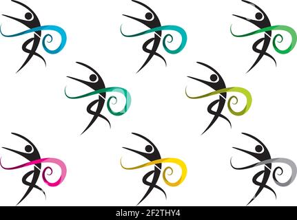 vector design people man dancing icon sigh logo Stock Vector
