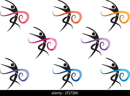 vector design people man dancing icon sigh logo Stock Vector