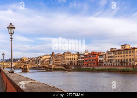 Beautiful view to the embankment of Arno river in Florence, Italy Stock Photo