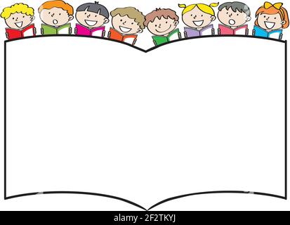 vector cartoon children reading background Stock Vector Image & Art - Alamy