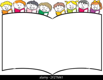 vector cartoon children reading background Stock Vector Image & Art - Alamy