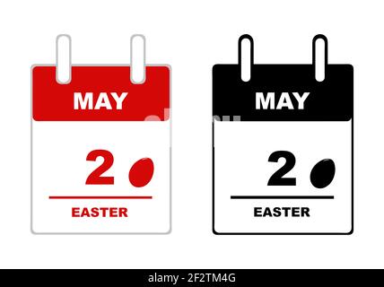 Easter calendar 2021 isolated on white Stock Vector