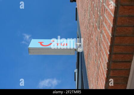 Meckenheim, NRW, Germany, 03 12 2021, banner of tui, brand of travel company in Germany Stock Photo