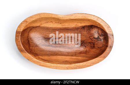Small rosewood bowl, wood polished, isolated on white background view from above Stock Photo