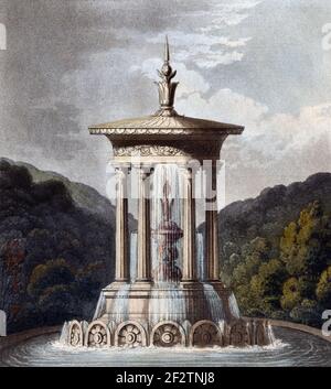 絵画 water fountain Neoclassical or Classical Greek Style Aquatic Fountain & Temple