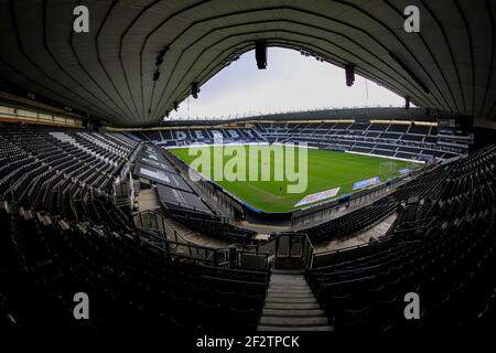 Derby, UK. 13th Mar, 2021. Interior view of Pride Park, home of Derby County in Derby, UK on 3/13/2021. (Photo by Conor Molloy/News Images/Sipa USA) Credit: Sipa USA/Alamy Live News Stock Photo