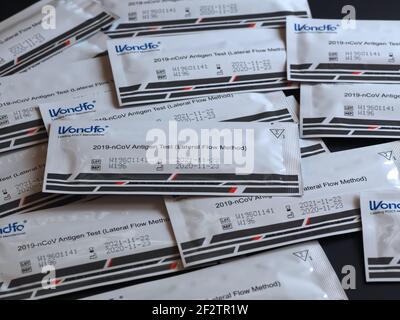 Wondfo Covid-19 or Corona Antigen Test for quick testing Stock Photo