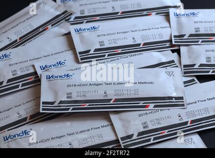 Wondfo Covid-19 or Corona Antigen Test for quick testing Stock Photo