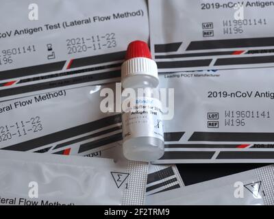 Wondfo Covid-19 or Corona Antigen Test for quick testing Stock Photo
