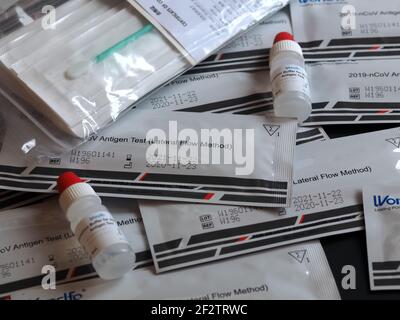 Wondfo Covid-19 or Corona Antigen Test for quick testing Stock Photo