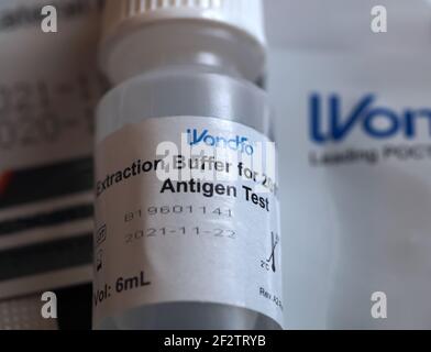 Wondfo Covid-19 or Corona Antigen Test for quick testing Stock Photo