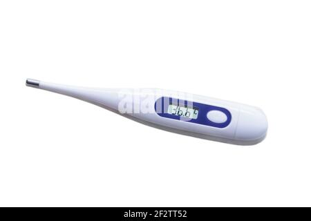 Gun electronic medical thermometer measuring Handheld Forehead Readings  diagnostic display shows the result of the body temperature measurement  36.6 C Stock Photo - Alamy