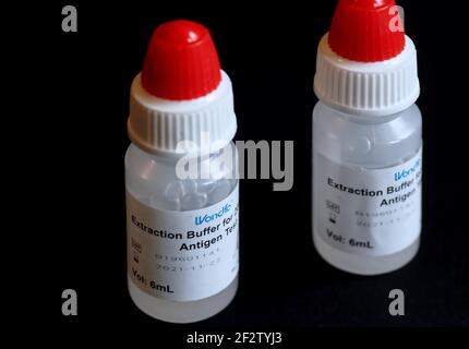 Wondfo Covid-19 or Corona Antigen Test for quick testing Stock Photo