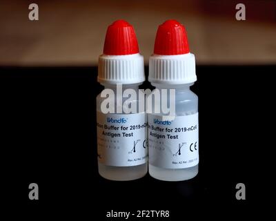 Wondfo Covid-19 or Corona Antigen Test for quick testing Stock Photo