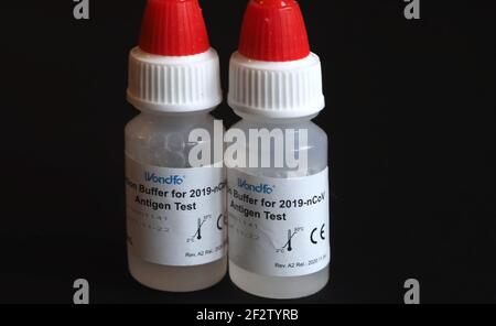 Wondfo Covid-19 or Corona Antigen Test for quick testing Stock Photo