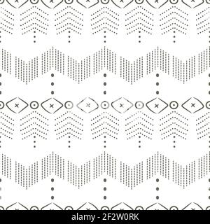 Ethnic textile decorative ornamental dotted stripes seamless pattern Stock Vector