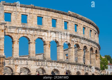 View of Roman Amphitheater in Pula, Croatia Stock Photo
