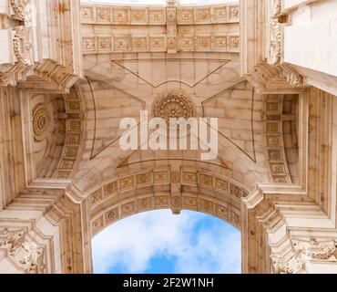 Ceiling of the Arc de Triomphe Place du Commerce in Lisbon in Portugal Stock Photo