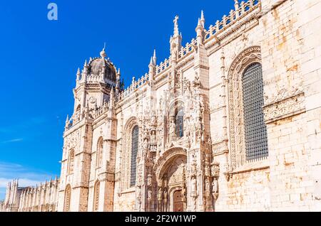 The Jeronimos Monastery of the Order of Saint Jerome in Lisbon in Portugal Stock Photo