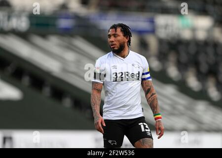 Derby, UK. 13th Mar, 2021. Colin Kazim-Richards #13 of Derby County in Derby, UK on 3/13/2021. (Photo by Conor Molloy/News Images/Sipa USA) Credit: Sipa USA/Alamy Live News Stock Photo