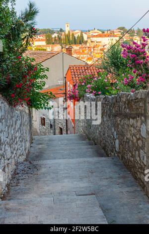 Staircase leading to Saint Euphemia church in Rovinj, Croatia Stock Photo