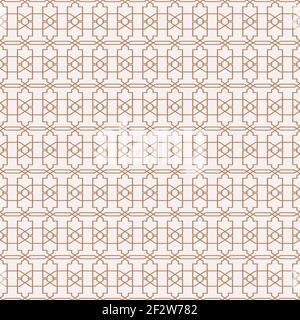 Geometric grid repeating pattern tiles. Linear grid shapes oriental seamless pattern. Stock Vector