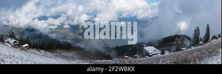 View from the Zwölferhorn over Sankt Gilgen in the Salzkammergut, Austria, Europe Stock Photo