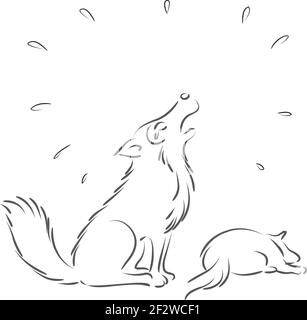 wolf cry to lost the baby Stock Vector