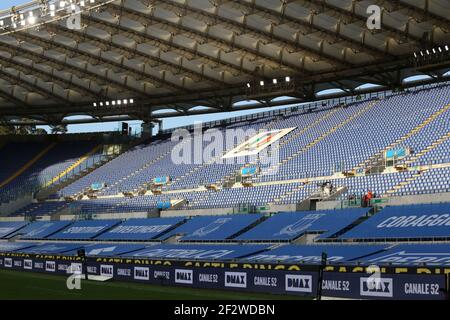 Empty stands can be seen during the Guinness Six Nations match at Stadio Olimpico, Rome. Picture date: Saturday March 13, 2021. Stock Photo