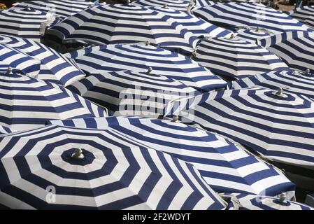 Beach Umbrellas in Cannes Stock Photo