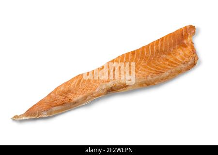 Single smoked salmon tail isolated on white background Stock Photo