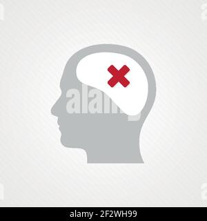 Head and cross mark. Concept of wrong, negative, problem, conflict. Vector illustration, flat design Stock Vector