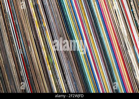 a pile of old vinyl records Stock Photo