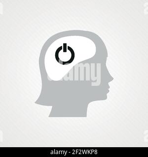 Female head and on/off icon. Vector illustration, flat design Stock Vector