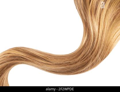 Blond shiny hair wave isolated on white Stock Photo