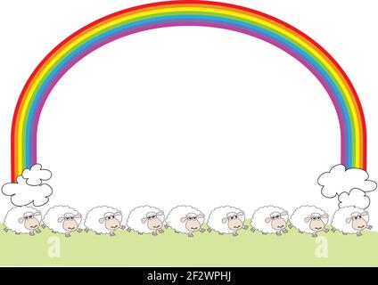 sheep cartoon border frame background Stock Vector