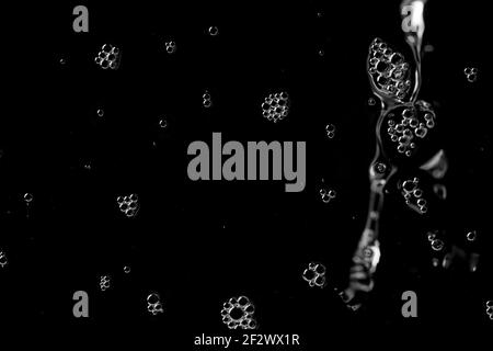 Clear water liquid bubbles background. Isolated on a black Stock Photo