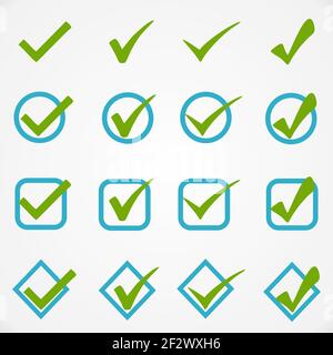 Set of colors options for checkmark buttons. Designed for websites, mobile apps and other developers. Stock Vector