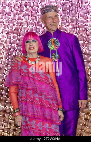 London, United Kingdom. 23rd October 2018. Zandra Rhodes, Andrew Logan attending the Bohemian Rhapsody World Premiere held at The SSE Arena, London.  Mandatory Credit: Scott Garfitt /Empics/Alamy Live News Stock Photo