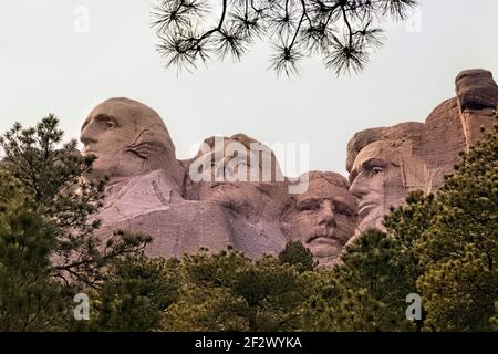 Presidents sculptures at Mount Rushmore National Memorial, South Dakota, USA