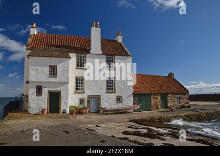 Exterior of 17th century listed building, Gyles House, at Pittenweem Harbour, East Neuk of Fife, Scotland Stock Photo