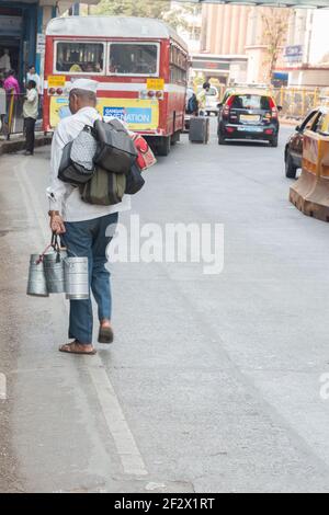 India, Mumbai - Mumbai Dabbawalas after delivering the food Stock Photo