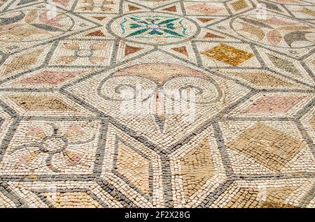 Closeup of mosaics in the Roman Archaeological site of Itálica. Stock Photo