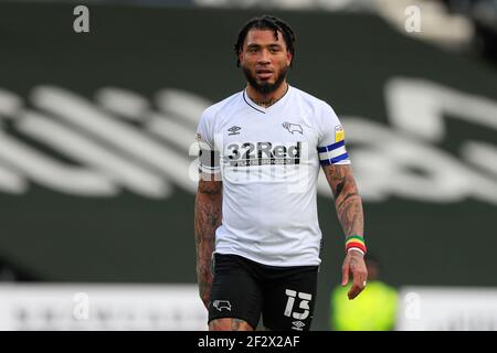 Derby, UK. 13th Mar, 2021. Colin Kazim-Richards #13 of Derby County in Derby, UK on 3/13/2021. (Photo by Conor Molloy/News Images/Sipa USA) Credit: Sipa USA/Alamy Live News Stock Photo