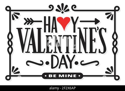 Happy Valentines Day Lettering Sign Stock Vector