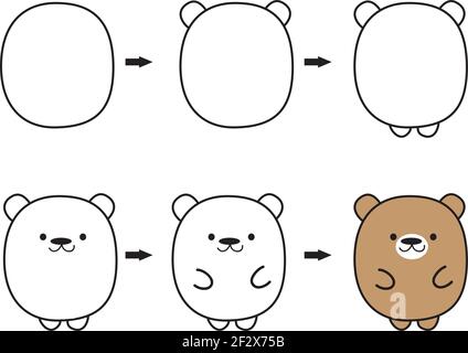 how to use oval shape to draw cute animals : elephant Stock Vector ...