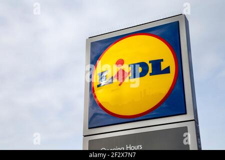 Lidl supermarket sign in London, UK Stock Photo